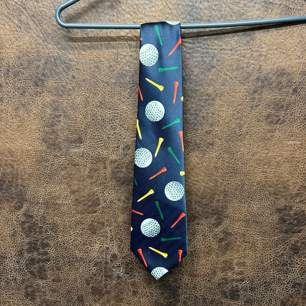 Beverly Hills Polo Club Golf Balls and Tees Mens Tie Vintage Navy Blue Y2K‎